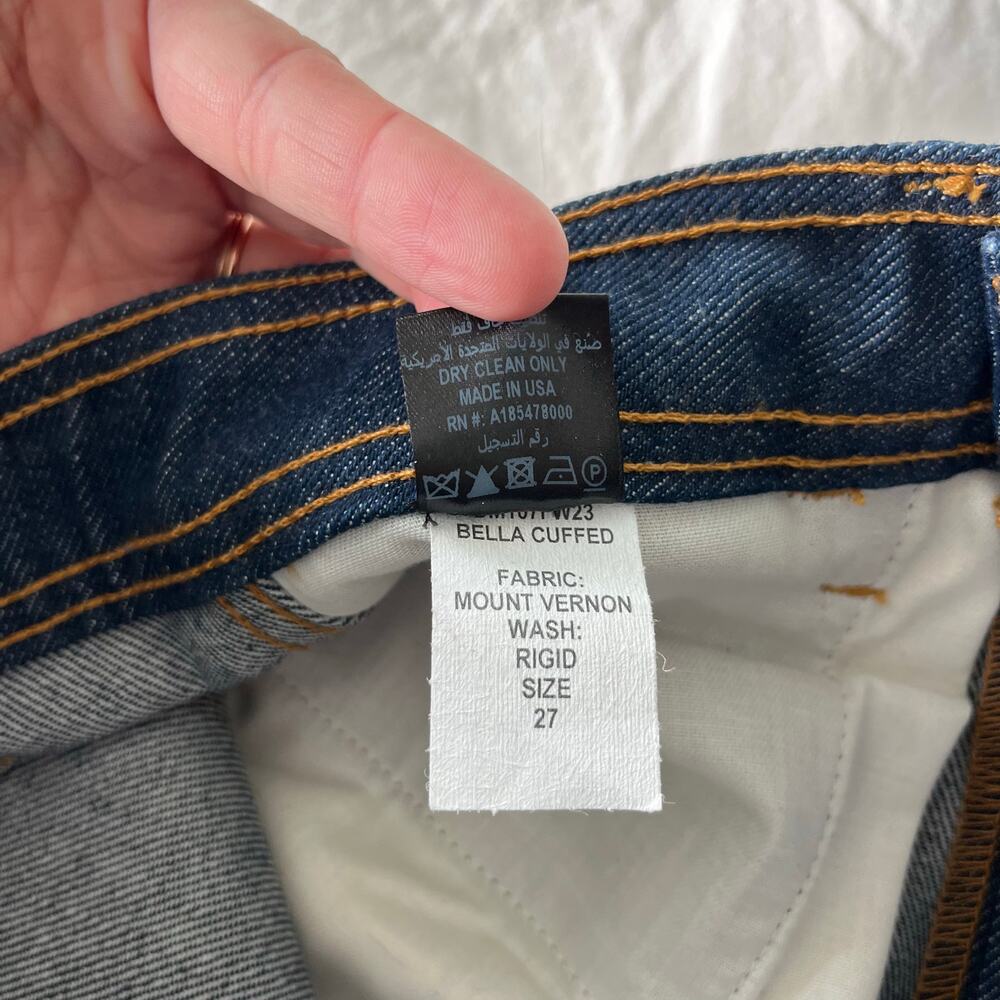 Brandon Maxwell Bella Cuffed Denim Mount Vernon Jeans in Rigid Wash, Size 27 - Picture 11 of 13